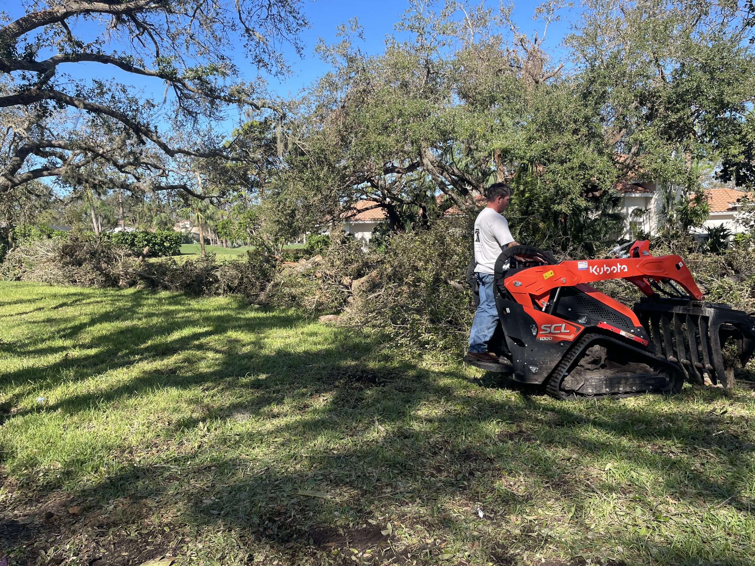 Tree and Land Emergency Services emergency tree removal after a hurricane.