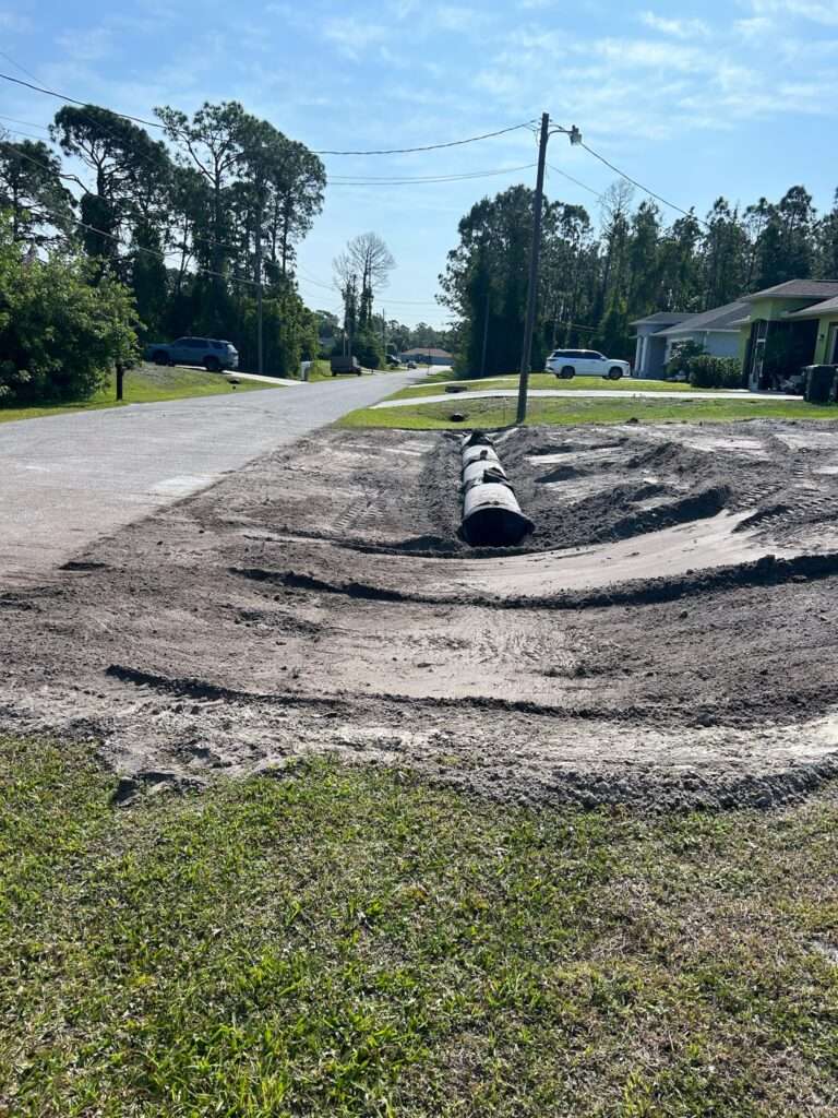 Drainage being installed underground.