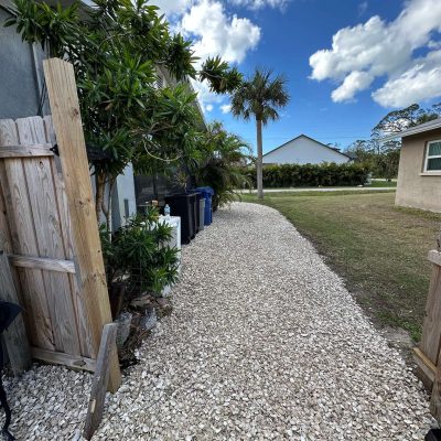 Hardscaping services with shells for a driveway.