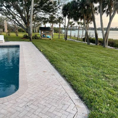 Ground was graded and prepared for St. Augustine sod installation