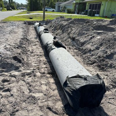 Drainage being installed underground.