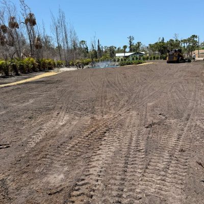 Soil graded and leveled for sod install.