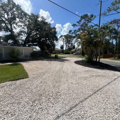 Hardscaping services with rocks for a driveway.