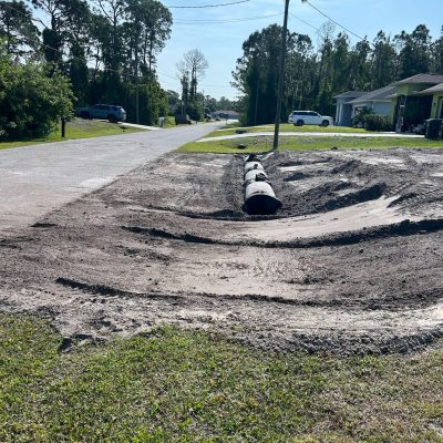 Drainage being installed underground.