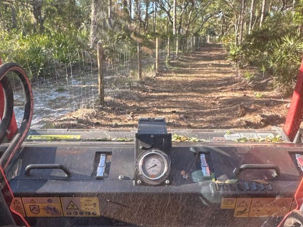 Forestry mulching machine clearing out some trees.